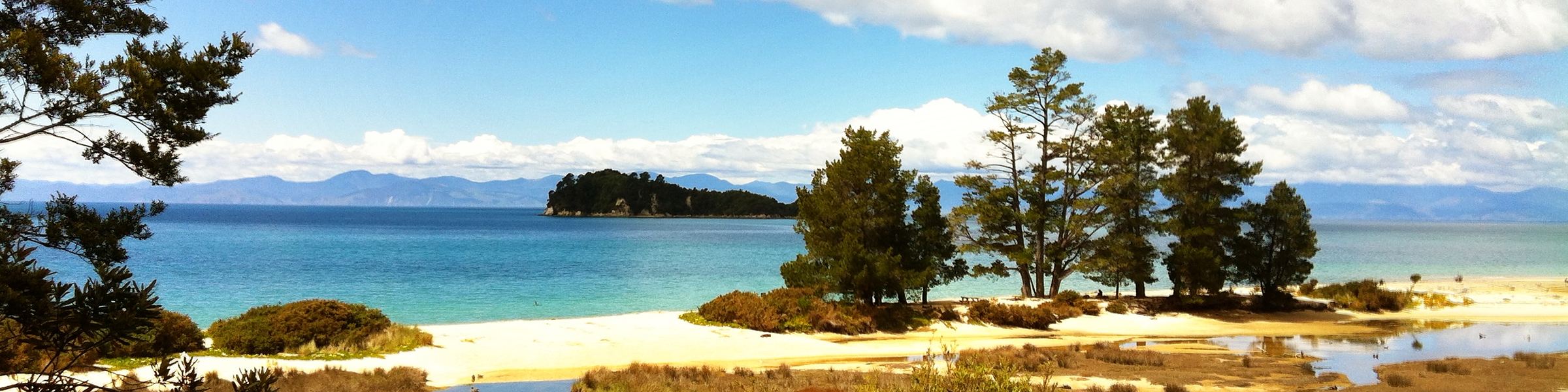 A bush-fringed lagoon and island off the Abel Tasman coast